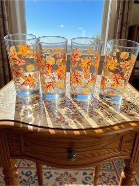 1970’s Vintage Libbey Crisa Autumn Leaves Drinking Glasses | Set Of 4